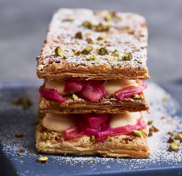 Rhubarb and Creamy Custard Millefeuille