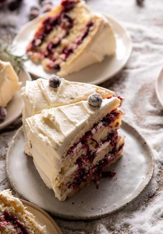 White Christmas Cranberry Layer Cake